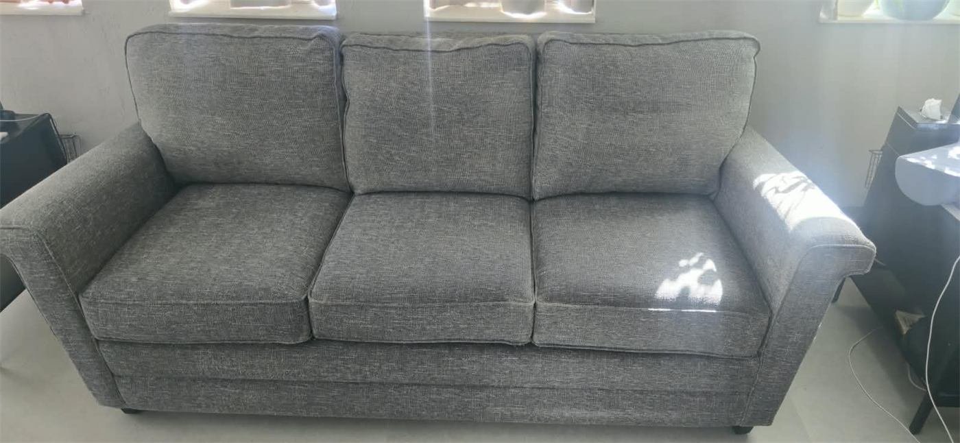 Gray fabric couch after professional couch cleaning
