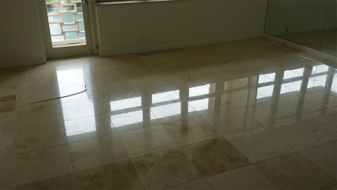 Marble floor polished to a mirror shine in a Miami home