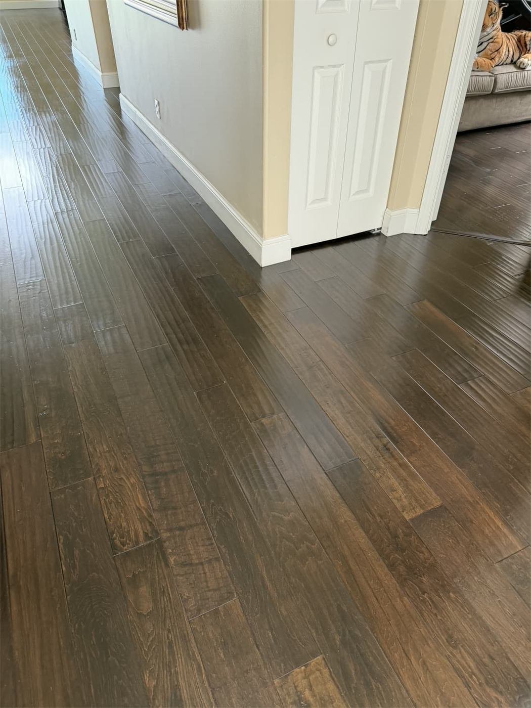 Clean, shiny dark hardwood floor in a Miami home